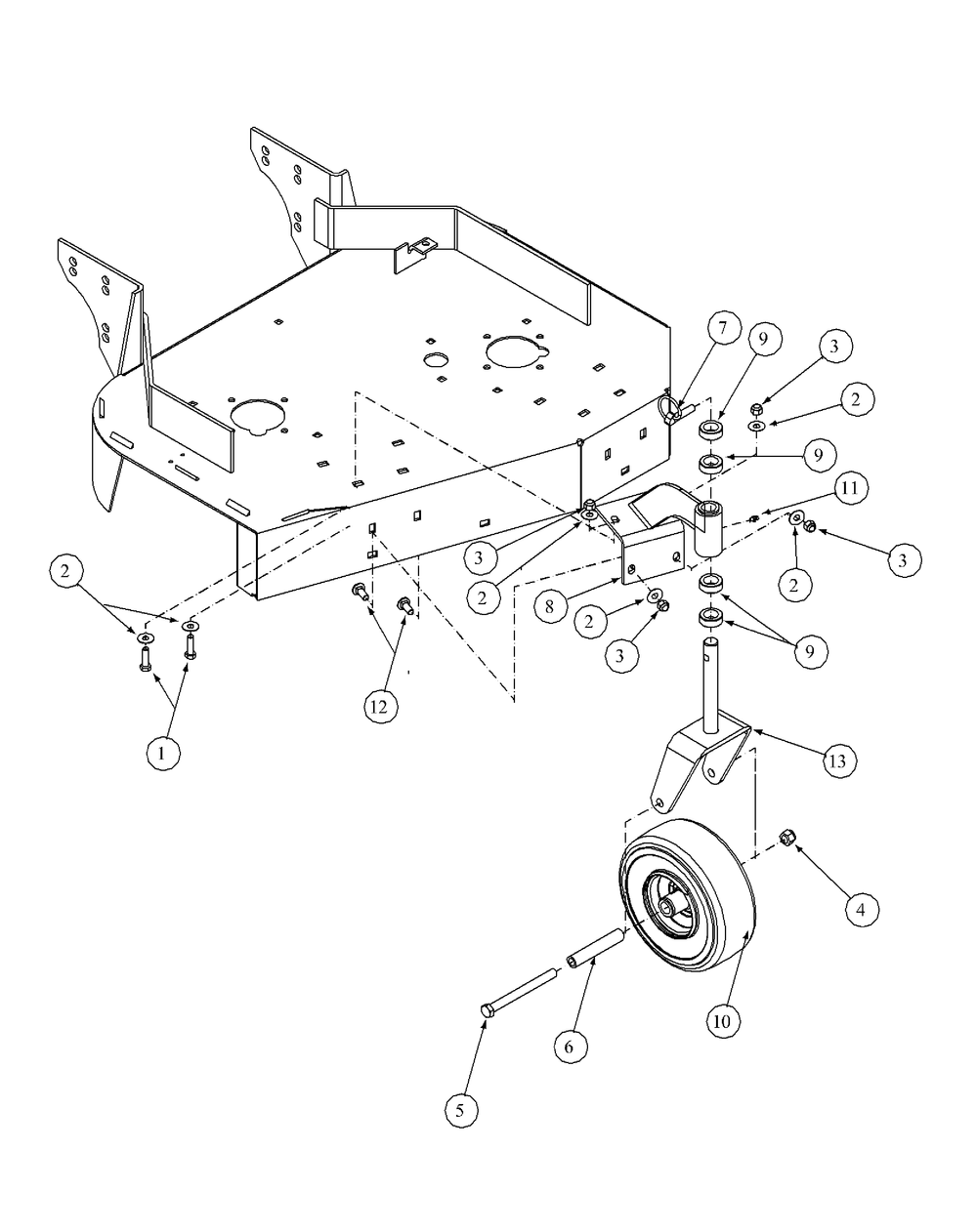 Caster Assembly Diagram and Parts List for G1548 55AE232S750-WAM Cub Cadet Lawn Mower